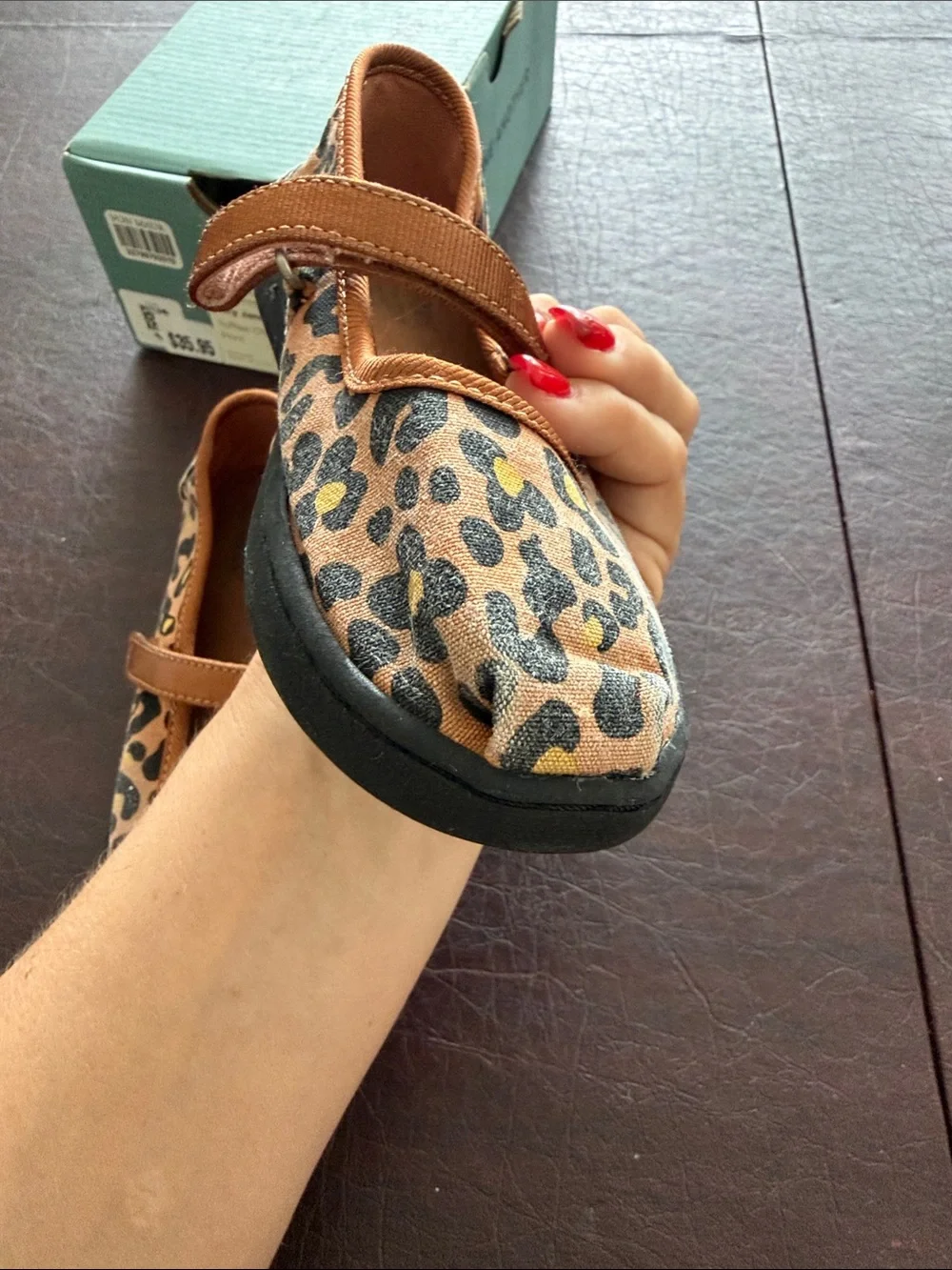 Toms Girls Leopard Print Mary Janes in Brown and Black